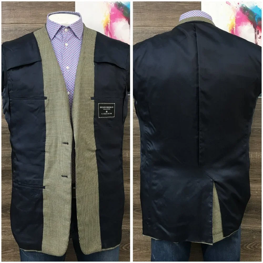 Hickey Freeman Mens Blazer Sport Coat Two Button Jacket Wool 42L Casual Suit VTG